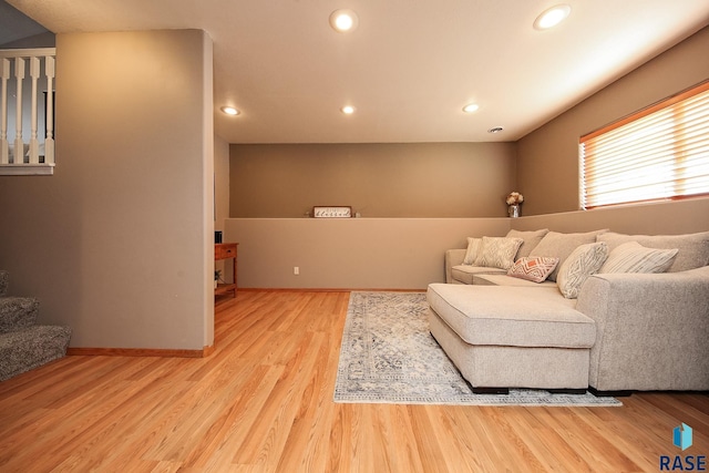 living room featuring wood-type flooring