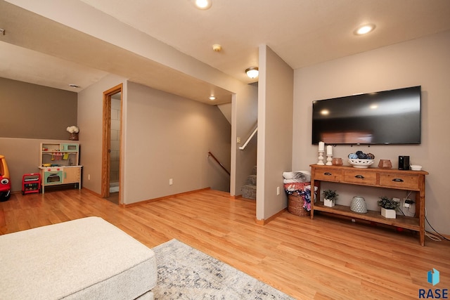 living room featuring light hardwood / wood-style flooring