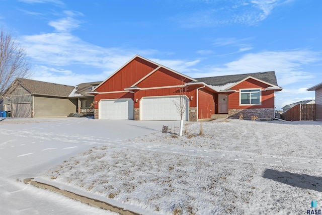 single story home featuring a garage