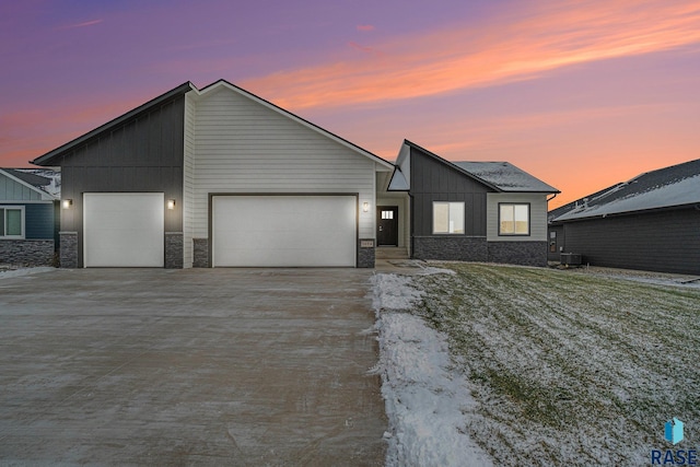 view of front of property with a garage