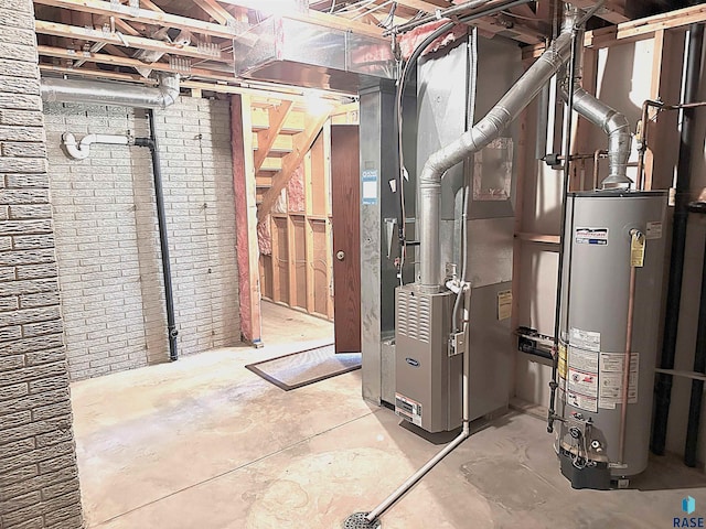 basement with gas water heater