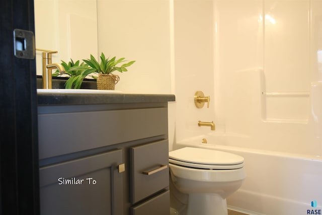 full bathroom featuring toilet, shower / bath combination, and sink