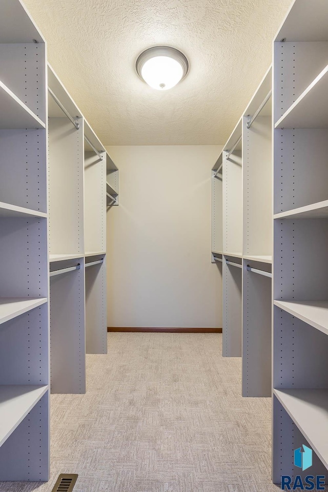 spacious closet with light colored carpet