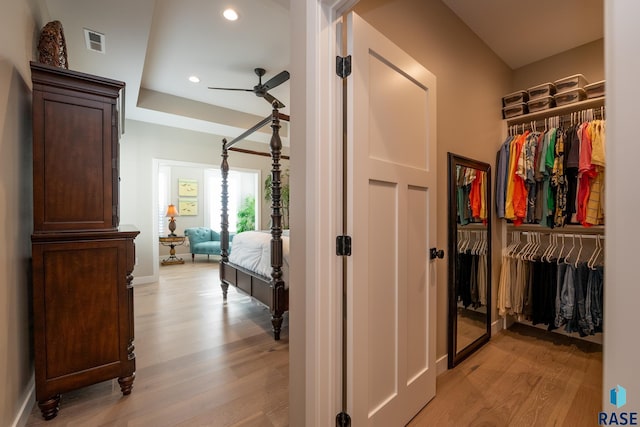 interior space featuring a closet and light hardwood / wood-style flooring