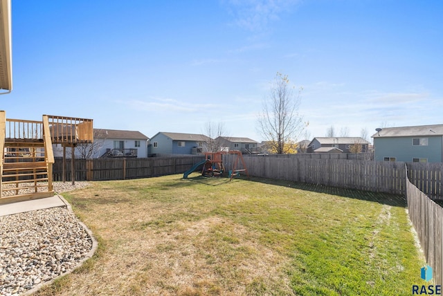 view of yard featuring a playground