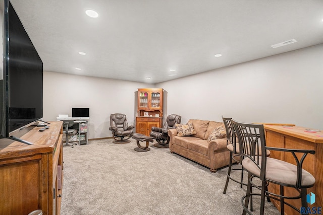 view of carpeted office space