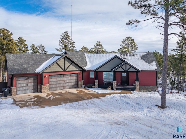 view of front of property with a garage