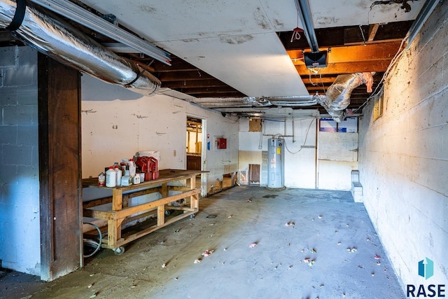 basement with electric water heater