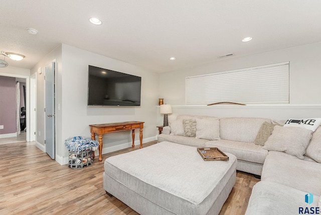 living room with light wood-type flooring