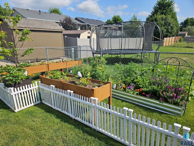 view of yard featuring a trampoline