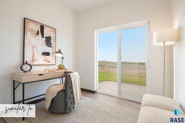 office area featuring light hardwood / wood-style flooring