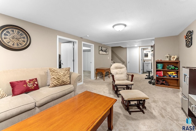 living room with light carpet