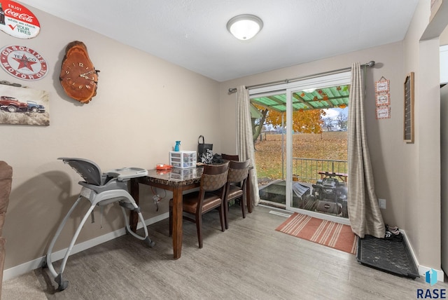 dining room with light hardwood / wood-style flooring