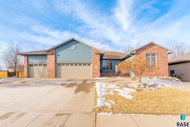 single story home with a garage