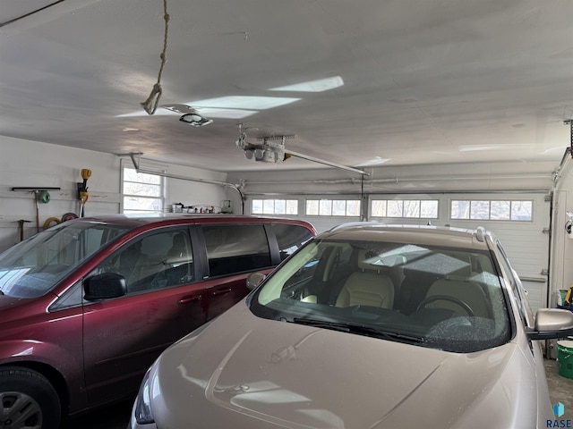 garage with a garage door opener