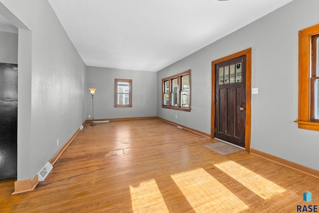 foyer entrance featuring light wood-type flooring