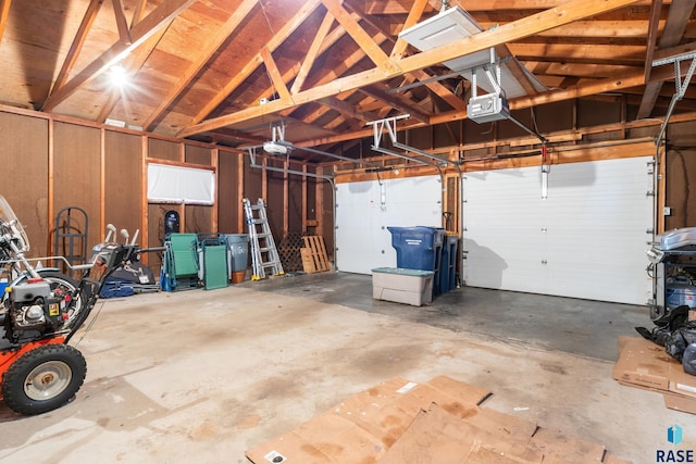 garage with a garage door opener