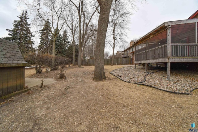 view of yard with a sunroom