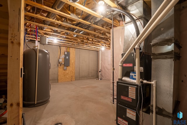 basement with electric panel