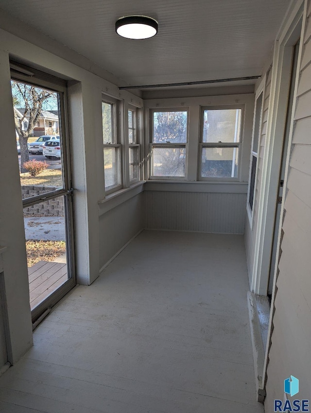 view of unfurnished sunroom