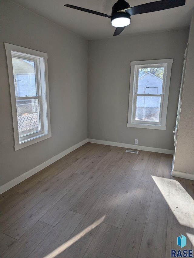 empty room featuring light hardwood / wood-style flooring and plenty of natural light