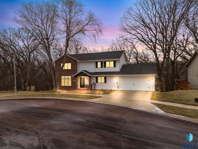 view of front of house with a garage