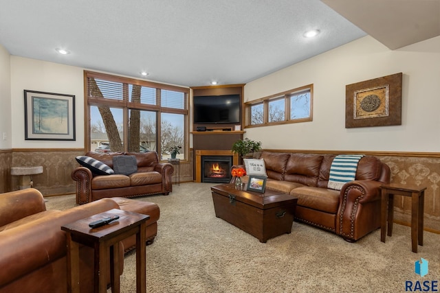 living room featuring carpet floors