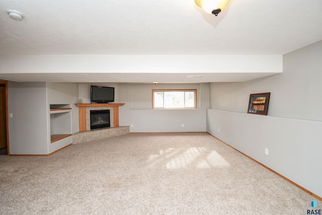 basement featuring carpet