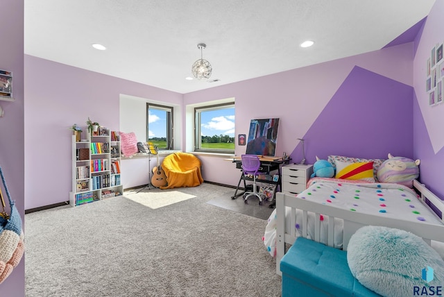 bedroom with carpet