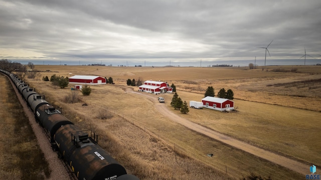 drone / aerial view with a rural view