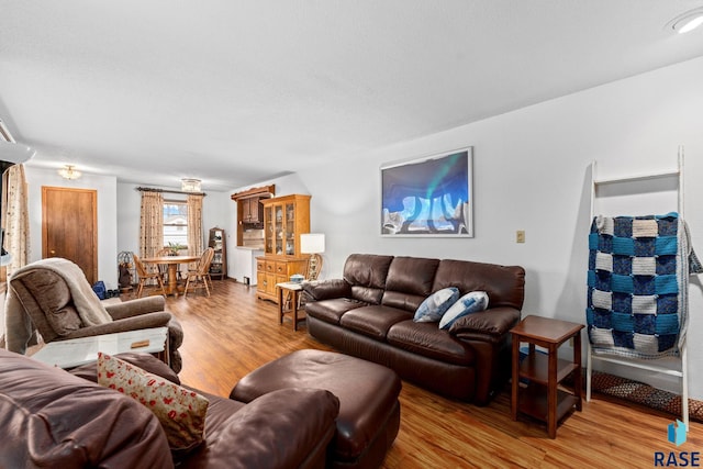 living room with light hardwood / wood-style floors