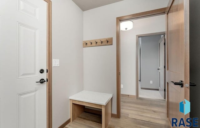 mudroom featuring light wood-type flooring