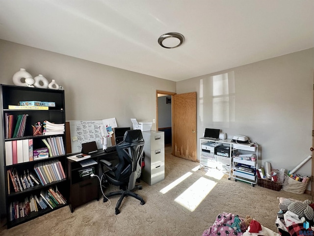 view of carpeted home office