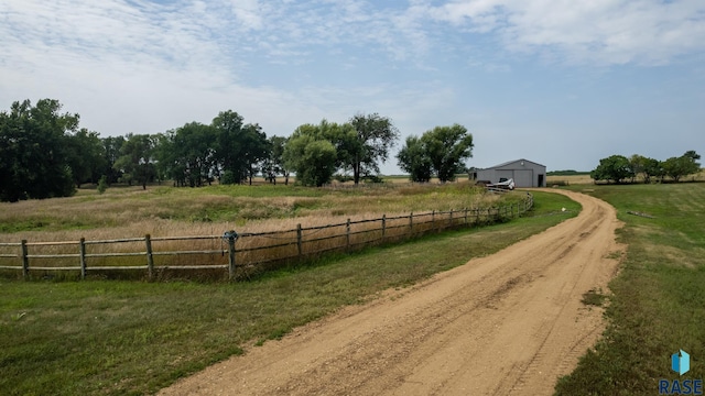 view of road featuring a rural view