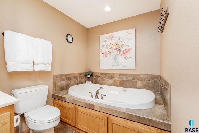 bathroom featuring a washtub and toilet