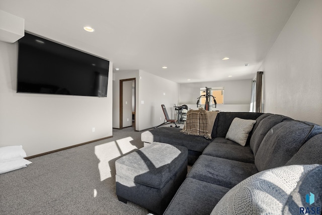 living room with carpet floors