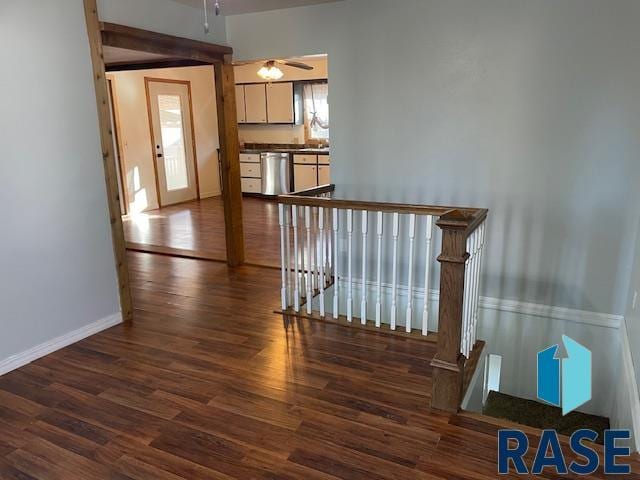 interior space with dark hardwood / wood-style floors