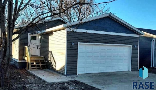 exterior space featuring a garage