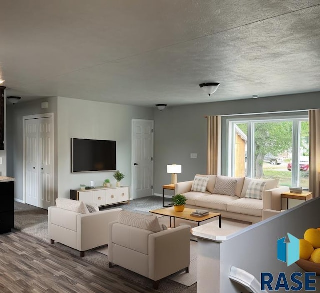 living room with wood-type flooring