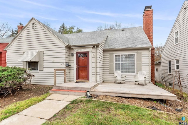 view of front of property with a deck