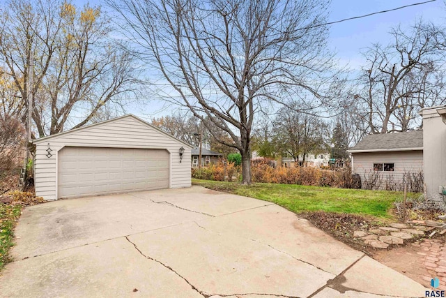 garage with a yard