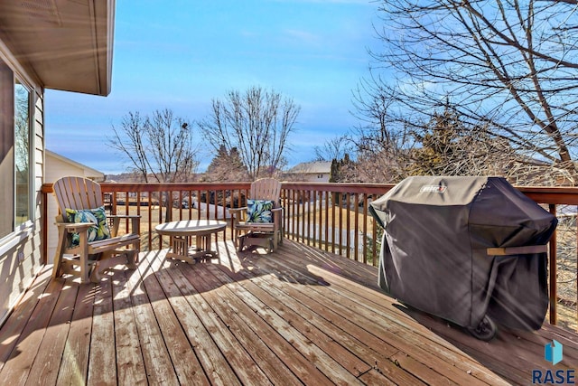 deck featuring grilling area