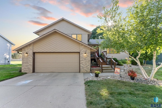 view of front of home with a yard