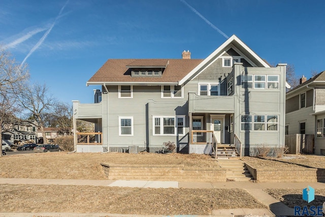 view of front of home with central AC unit