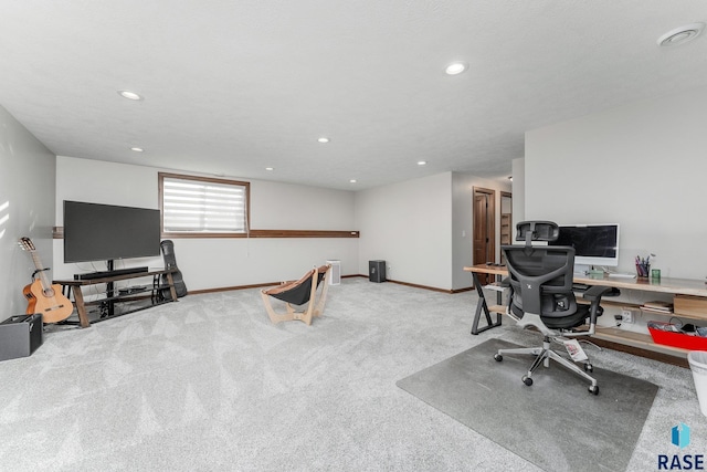 view of carpeted office space