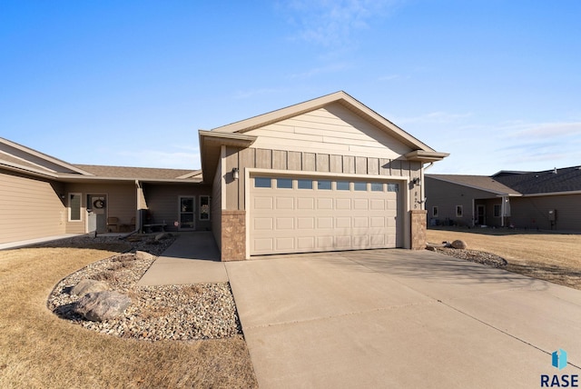 single story home with a garage