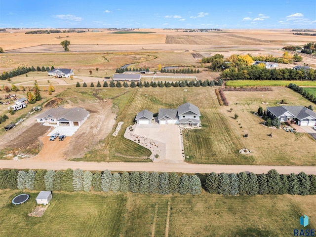 birds eye view of property featuring a rural view