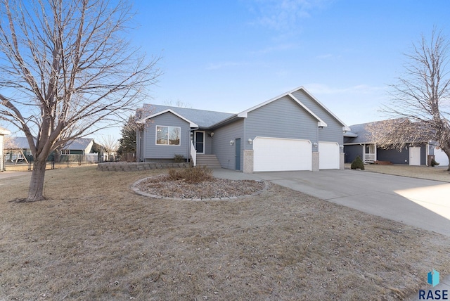 single story home with a garage