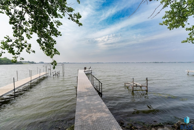 dock area with a water view