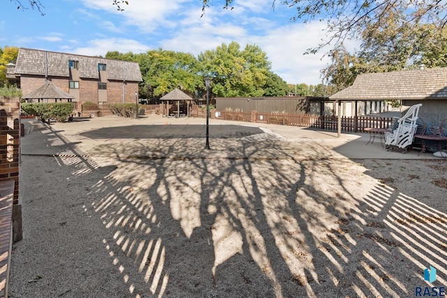 exterior space featuring a gazebo